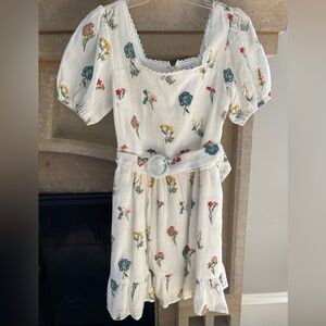 Floral Belted Mini Dress M